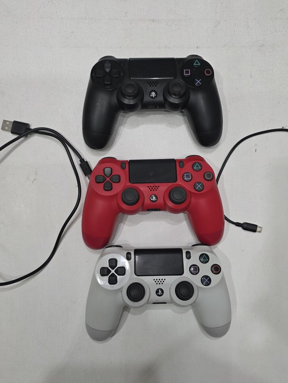 Lot of 3 Official Sony PS4 DualShock 4 Wireless Controllers Black Red White OEM